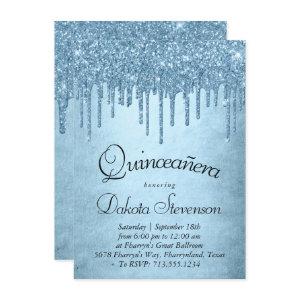 Dripping Ice Glitter | Blue Sparkle Quinceanera