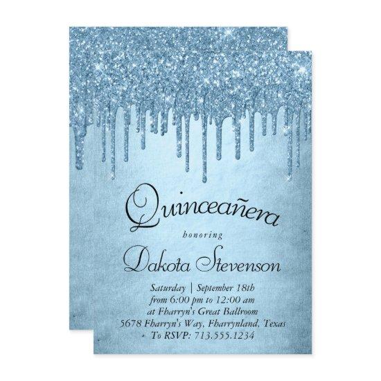 Dripping Ice Glitter | Blue Sparkle Quinceanera