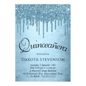 Dripping Ice Glitter | Blue Sparkle Quinceanera Poster