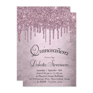 Dripping Mauve Glitter | Dusty Pink Quinceanera