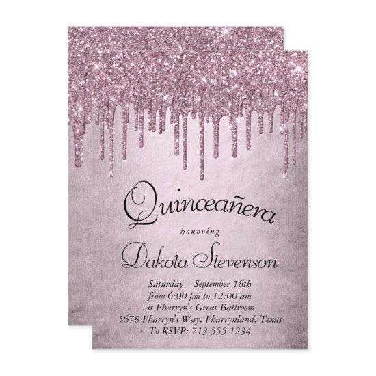 Dripping Mauve Glitter | Dusty Pink Quinceanera