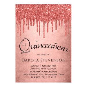 Dripping Peach Glitter | Terra Cotta Quinceanera Poster
