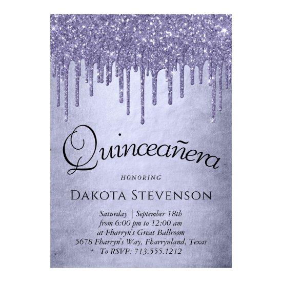 Dripping Purple Glitter | Lavender Quinceanera Poster