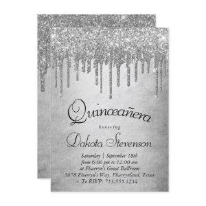 Dripping Silvery Glitter | Platinum Quinceanera