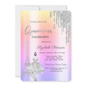 Drips,Eiffel Tower Ballerina Ombre Quinceañera
