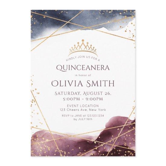 Dusk Watercolor Geometric Modern Quinceanera