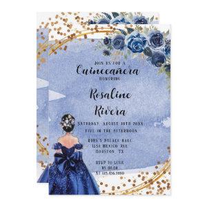 Dusty and Navy Gold Girl Quinceanera Birthday