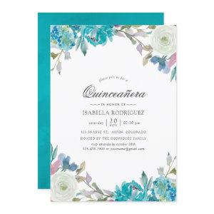 Dusty Blue and Turquoise Floral Quinceañera