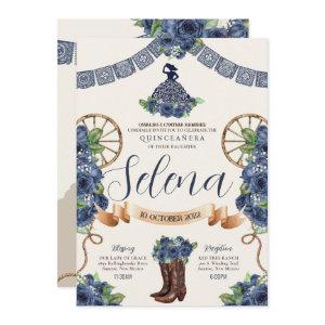 Dusty Blue Charro Quinceanera Rustic Western Rose