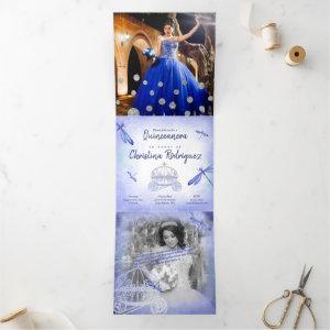 Dusty Blue Dragonfly Princess Trifold Quinceañera