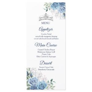 Dusty Blue Dresses Quinceañera Menu Card