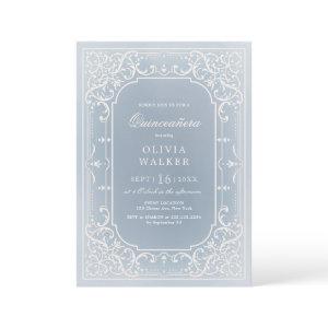 Dusty blue elegant ornate vintage quinceañera