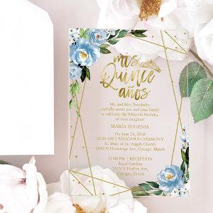 Dusty Blue Floral Geometric Quinceañera  Acrylic
