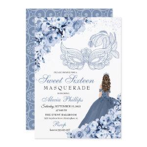Dusty Blue Floral Masquerade Sweet 16