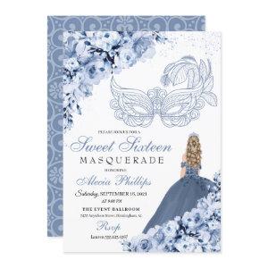 Dusty Blue Floral Masquerade Sweet 16