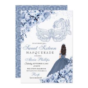 Dusty Blue Floral Masquerade Sweet 16