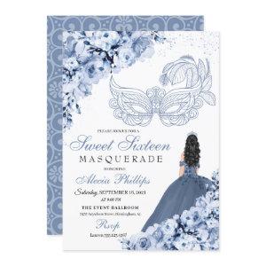 Dusty Blue Floral Masquerade Sweet 16
