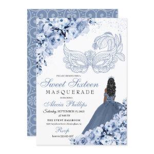 Dusty Blue Floral Masquerade Sweet 16