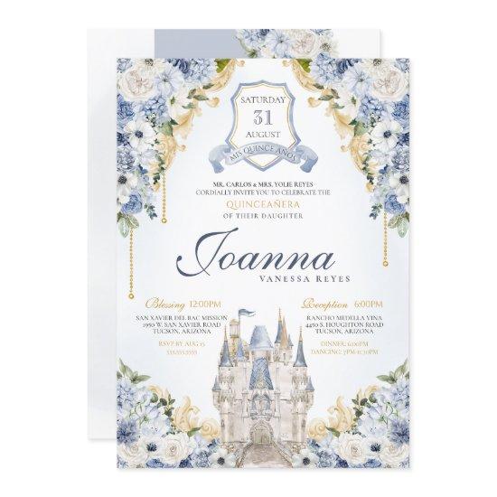Dusty Blue Floral Princess Castle Royal Quince