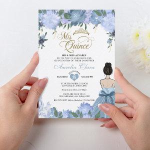 Dusty Blue Floral Princess Mis Quince Quinceañera