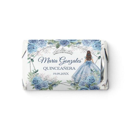 Dusty Blue Floral Princess Quinceañera 15 Anos Hershey's Miniatures