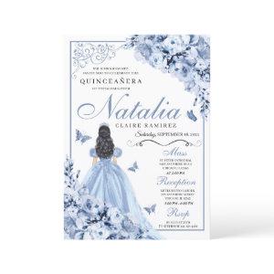 Dusty Blue Floral Quinceanera Birthday