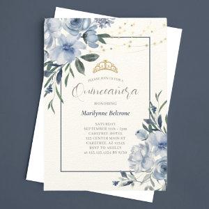Dusty Blue Floral Quinceañera