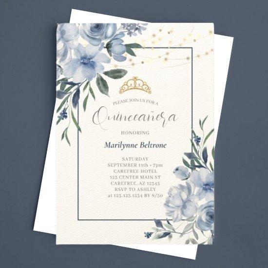 Dusty Blue Floral Quinceañera