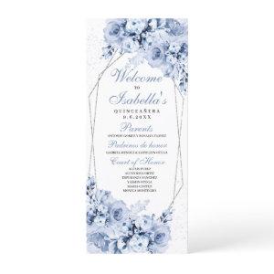 Dusty Blue Floral Quinceanera Program