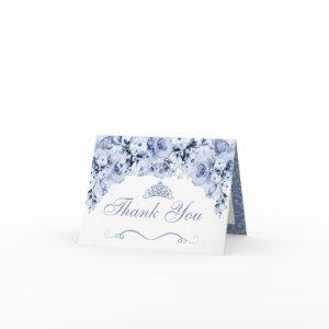 Dusty Blue Floral Quinceanera Thank You