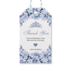 Dusty Blue Floral Thank You Gift Tags