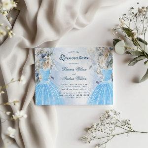Dusty Blue Floral Twins Quinceañera