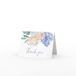 Dusty Blue Florals Wedding Thank You Card
