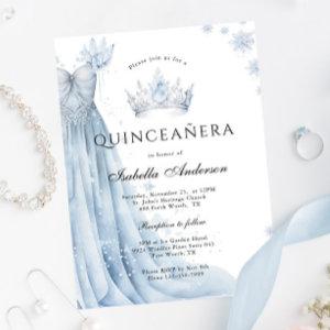 Dusty Blue Icy Winter Quinceanera