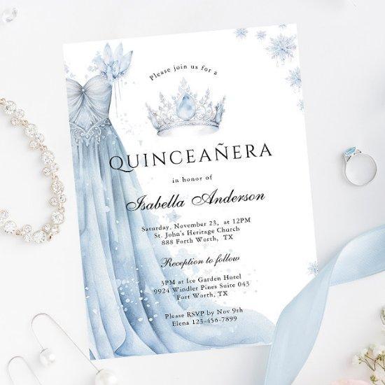 Dusty Blue Icy Winter Quinceanera