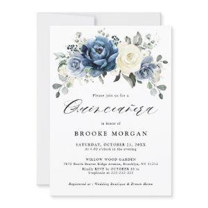 Dusty Blue Navy Champagne Ivory Quinceañera