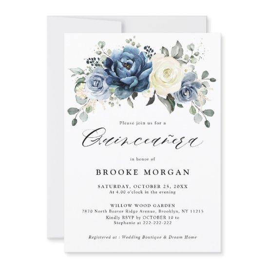 Dusty Blue Navy Champagne Ivory Quinceañera
