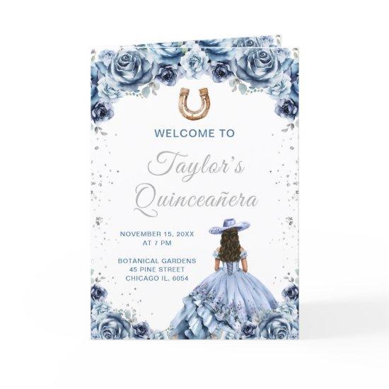 Dusty Blue Princess Charro Quinceañera Program