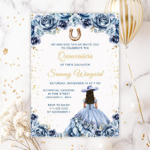 Dusty Blue Princess Floral Charro Quinceañera