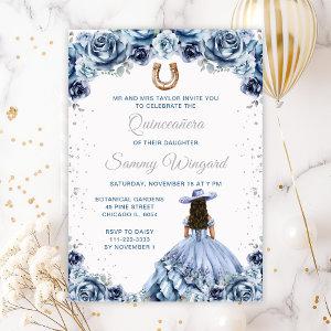 Dusty Blue Princess Floral Charro Quinceañera