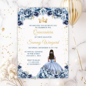 Dusty Blue Princess Floral Quinceañera