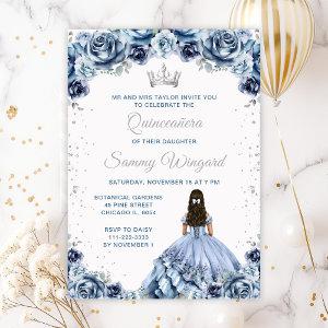Dusty Blue Princess Floral Quinceañera