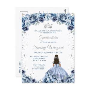 Dusty Blue Princess Floral Quinceañera Postcard