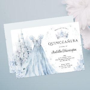 Dusty Blue Princess Winter Quinceanera