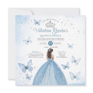 Dusty Blue Quinceañera 15 Anos Butterfly Silver