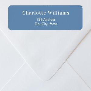 Dusty blue return address label