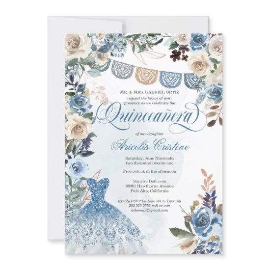 Dusty Blue Rose Country Flowers Quinceañera