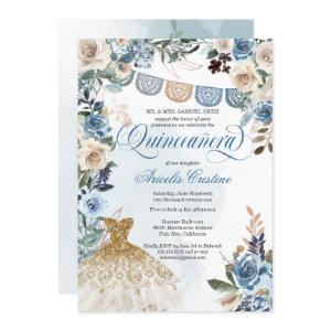 Dusty Blue Rose Papel Picado Country Quinceañera