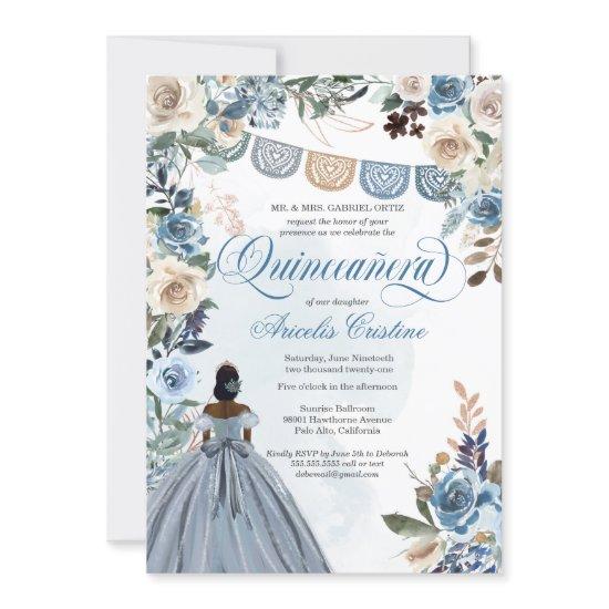 Dusty Blue Rose Rustic Country Quinceañera