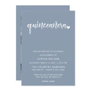 Dusty Blue Simple Script Quinceanera Photo
